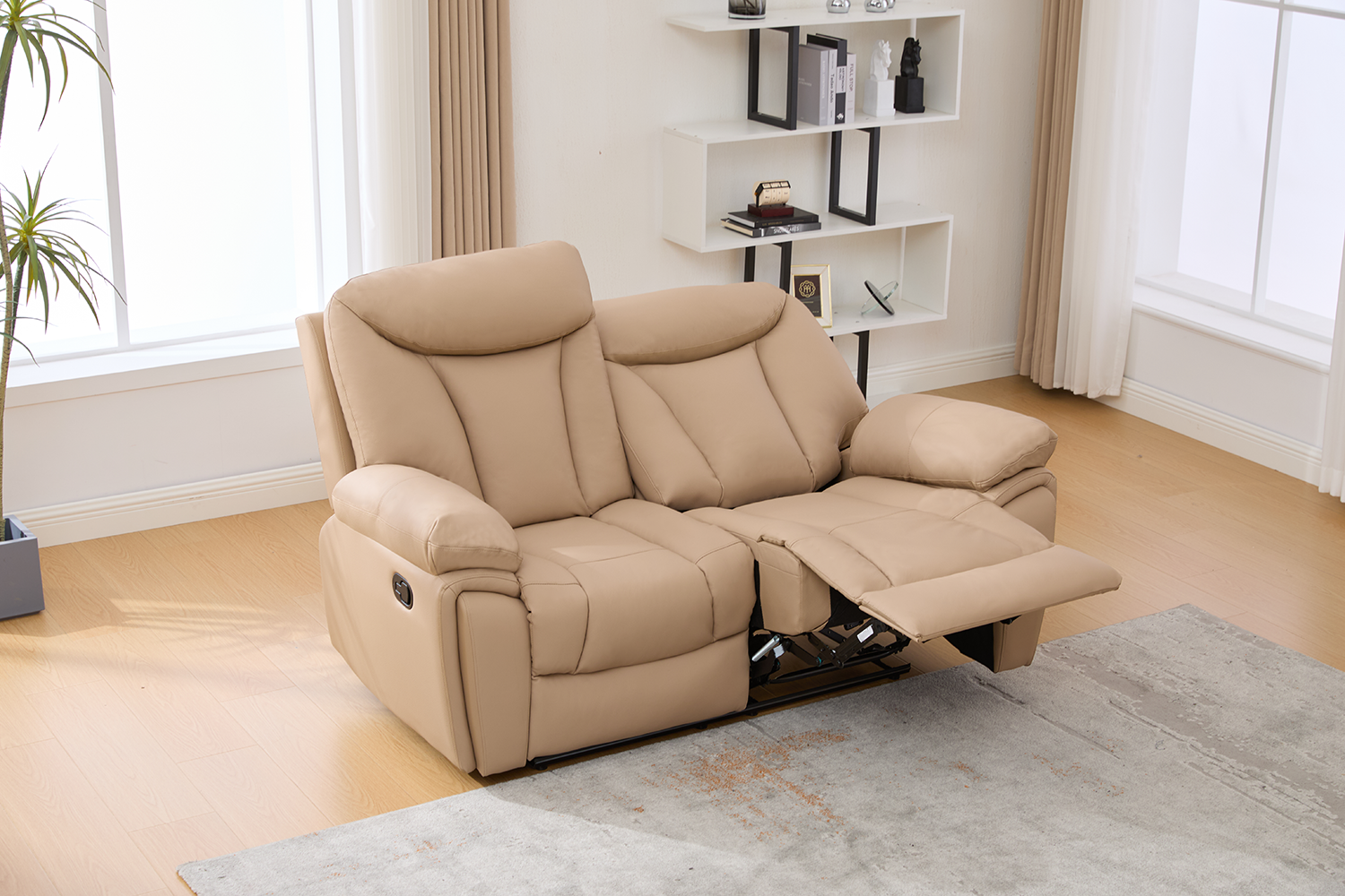 Dvivietė odinė sofa su reglaineriais YORK-BEIGE– 166x96xH106 cm-2