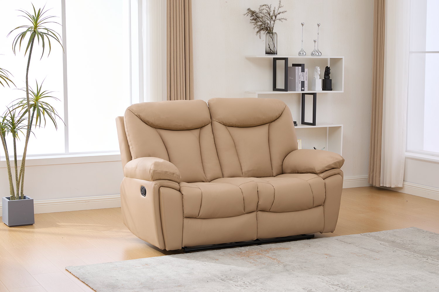 Dvivietė odinė sofa su reglaineriais YORK-BEIGE– 166x96xH106 cm-3