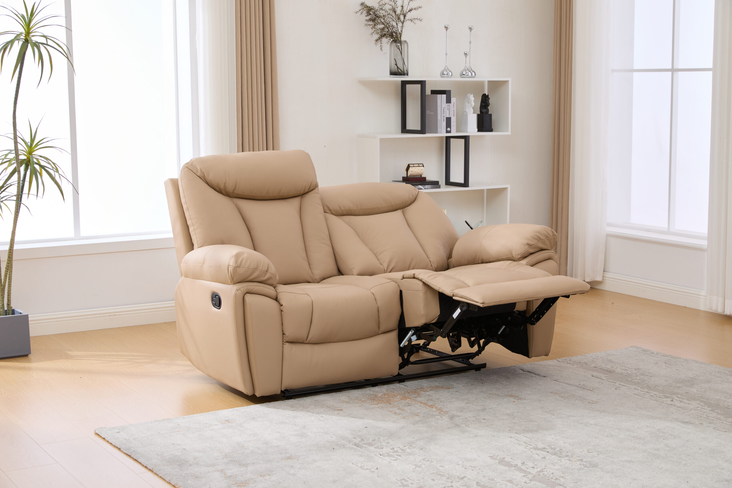 Dvivietė odinė sofa su reglaineriais YORK-BEIGE– 166x96xH106 cm-5