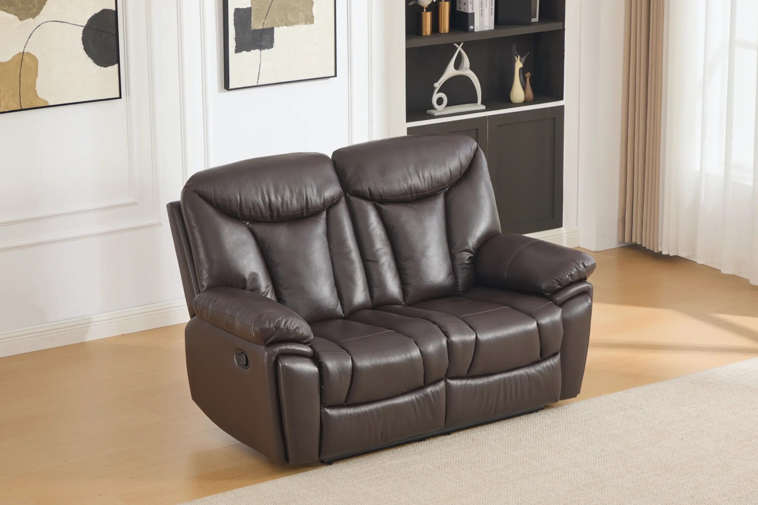 Dvivietė odinė sofa su reglaineriais YORK-BROWN – 166x96xH106 cm-1
