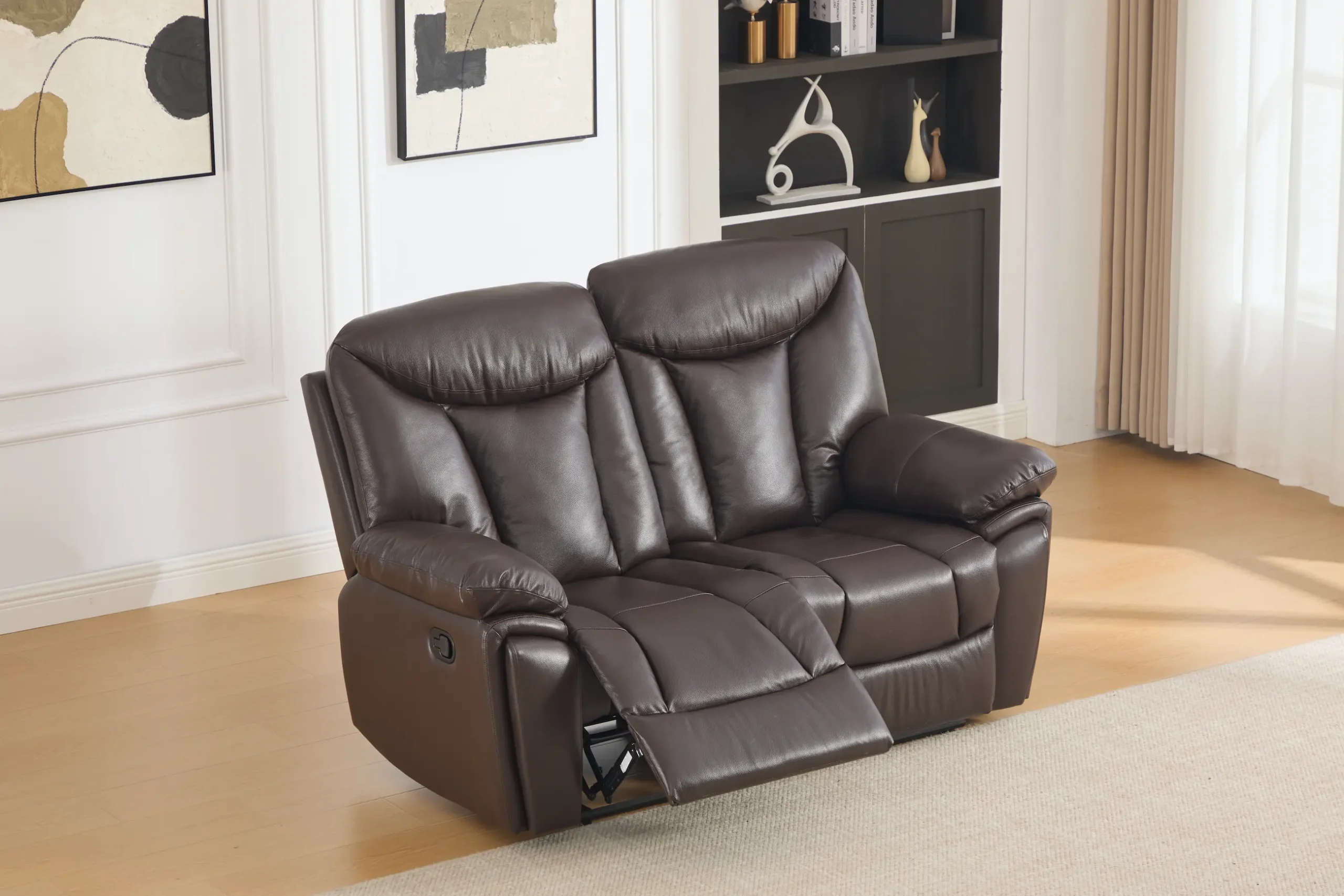 Dvivietė odinė sofa su reglaineriais YORK-BROWN – 166x96xH106 cm-2