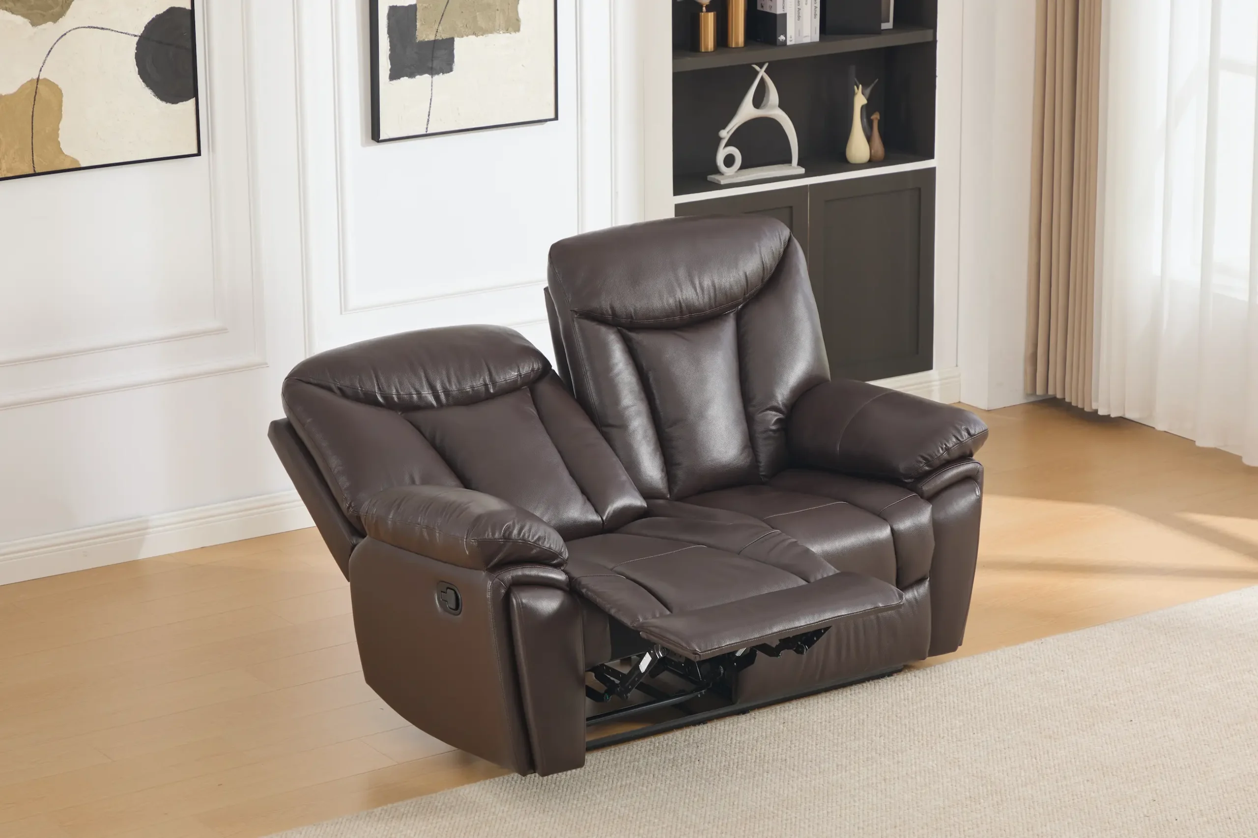 Dvivietė odinė sofa su reglaineriais YORK-BROWN – 166x96xH106 cm-3