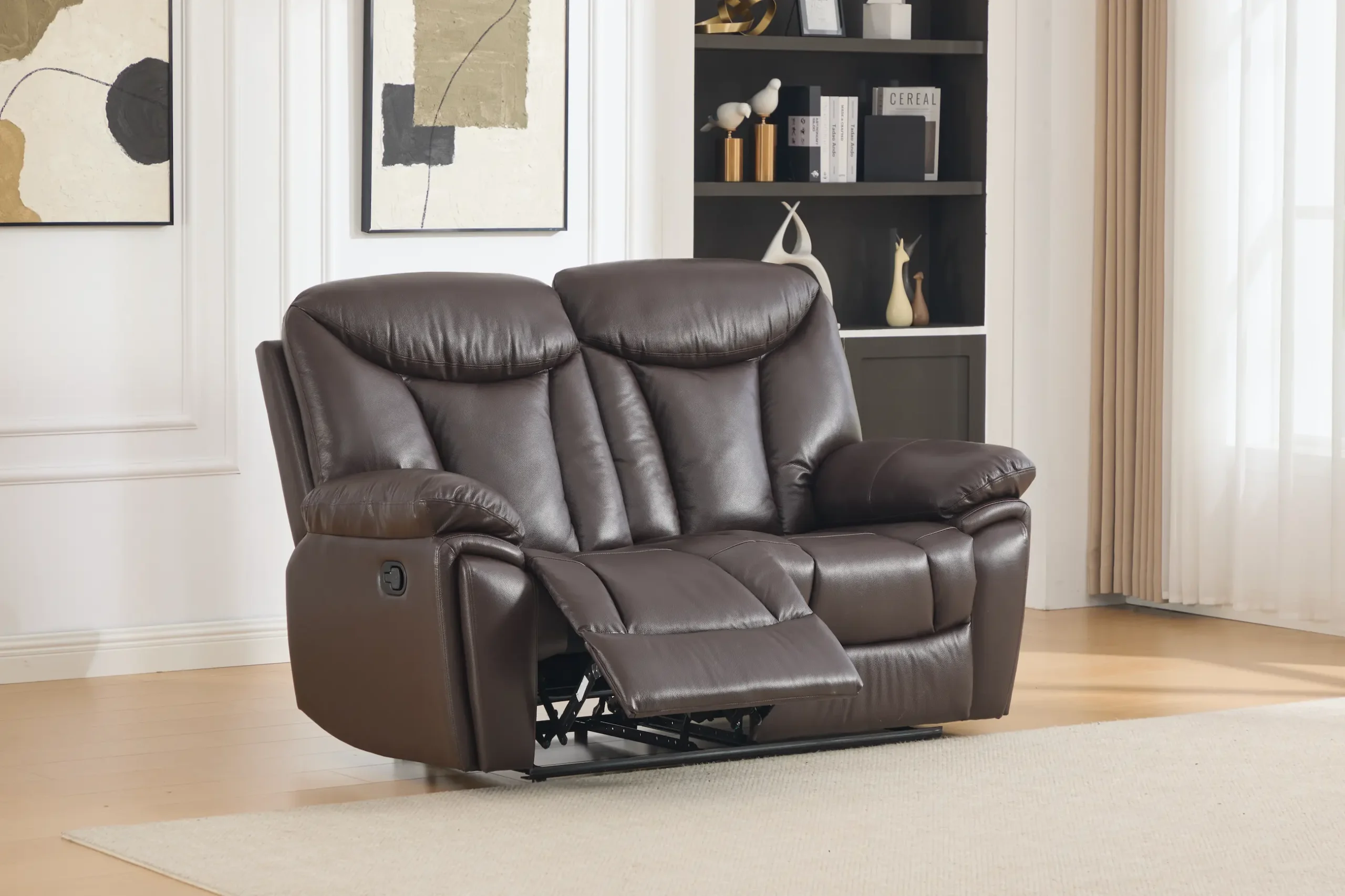Dvivietė odinė sofa su reglaineriais YORK-BROWN – 166x96xH106 cm-5