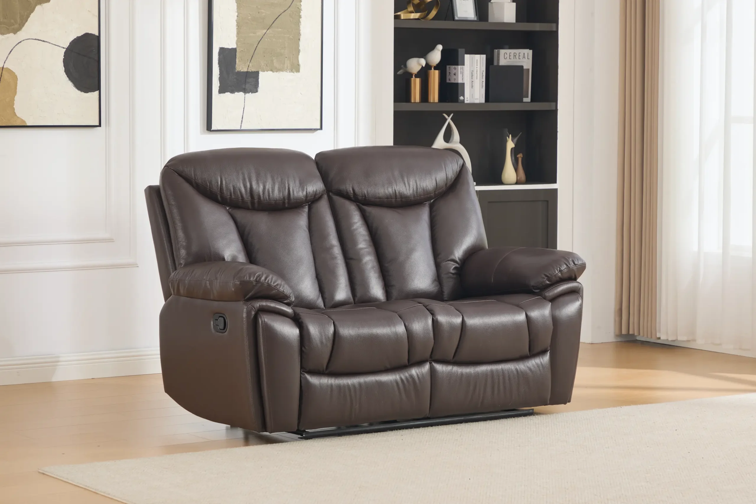 Dvivietė odinė sofa su reglaineriais YORK-BROWN – 166x96xH106 cm-6