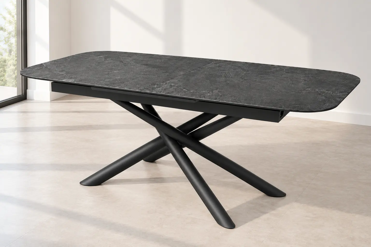 Išskleidžiamas valgomojo stalas MESSA-Dark Grey – 160 (200)x90xH75 cm-6
