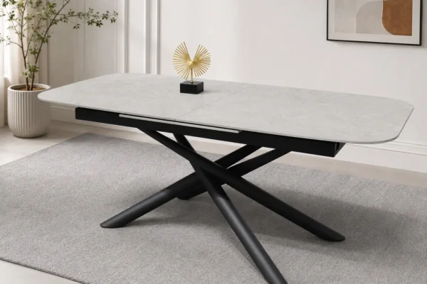 Išskleidžiamas valgomojo stalas MESSA-Light Grey – 160 (200)x90xH75 cm