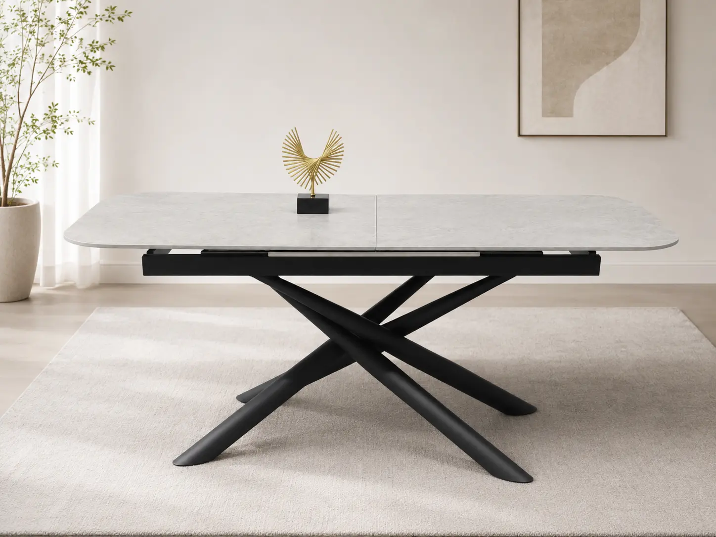 Išskleidžiamas valgomojo stalas MESSA-Light Grey – 160 (200)x90xH75 cm-2