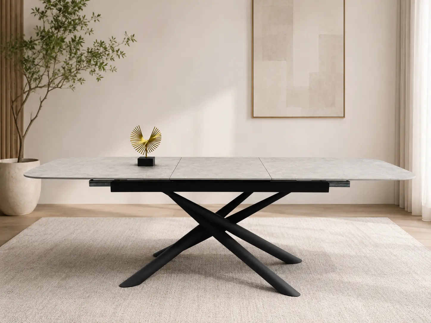 Išskleidžiamas valgomojo stalas MESSA-Light Grey – 160 (200)x90xH75 cm-3