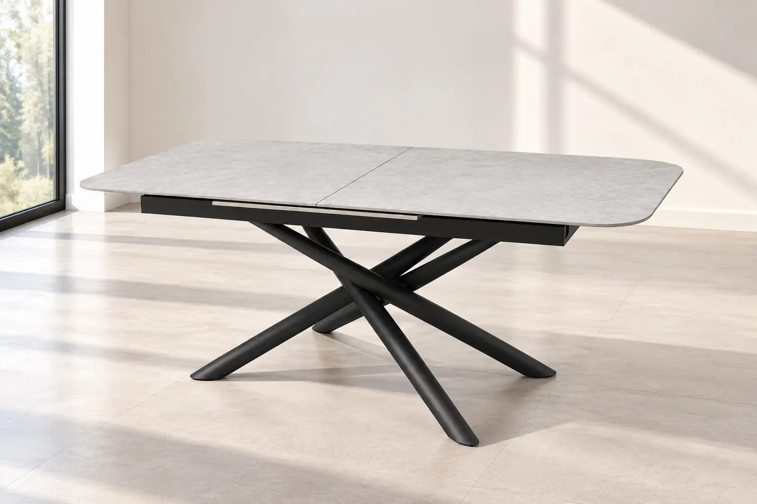 Išskleidžiamas valgomojo stalas MESSA-Light Grey – 160 (200)x90xH75 cm-6