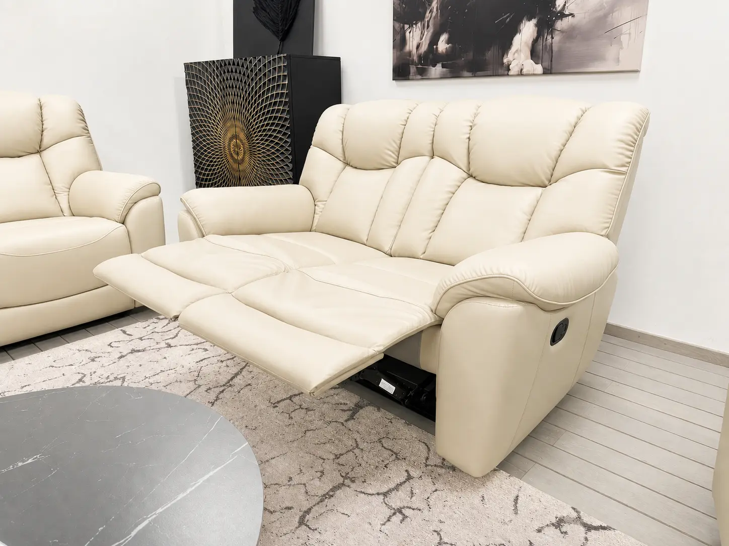 Odinė dvivietė sofa su dviem reglaineriais COMFORT-150x90xH100 cm - šviesi spalva-4