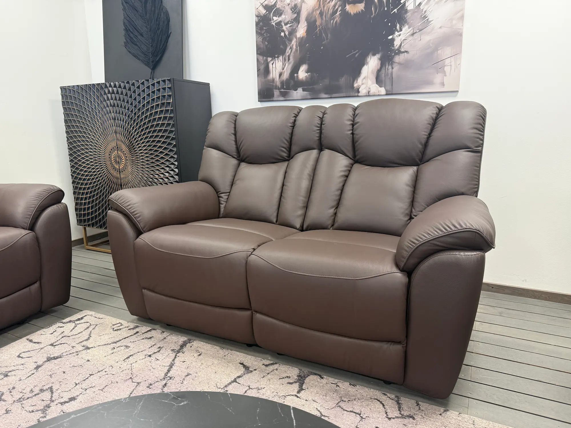 Odinė dvivietė sofa su dviems reglaineriais COMFORT - 150x90xH100 cm - ruda spalva-7