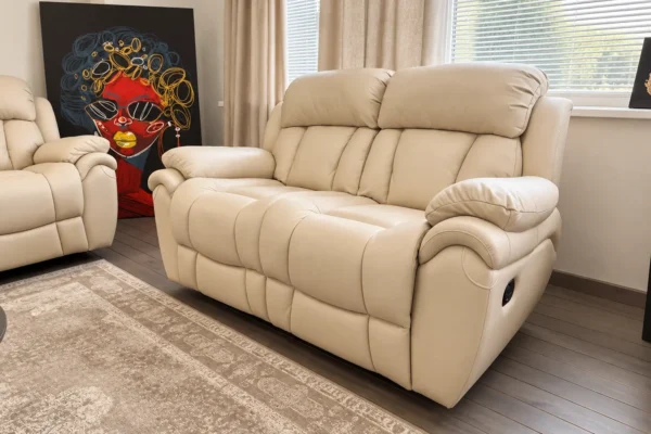 Odinė dvivietė sofa su reglaineriais VANILLA-162x96xH101 cm - šviesi spalva