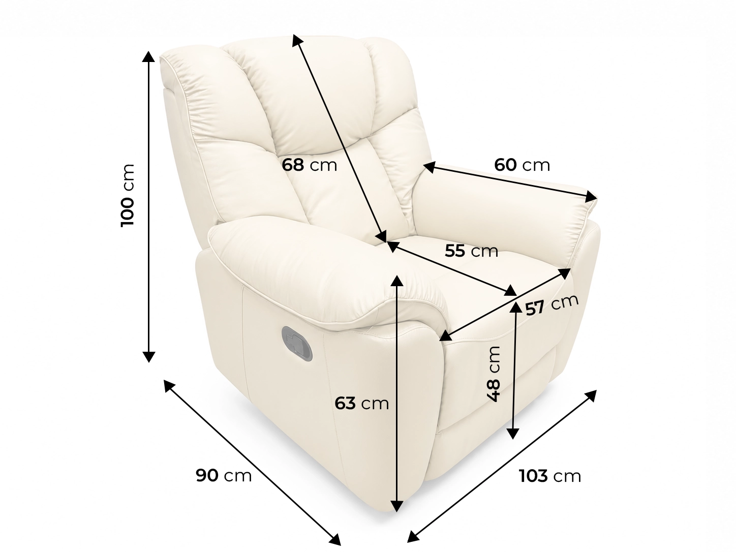Odinis fotelis COMFORT su matmenimis