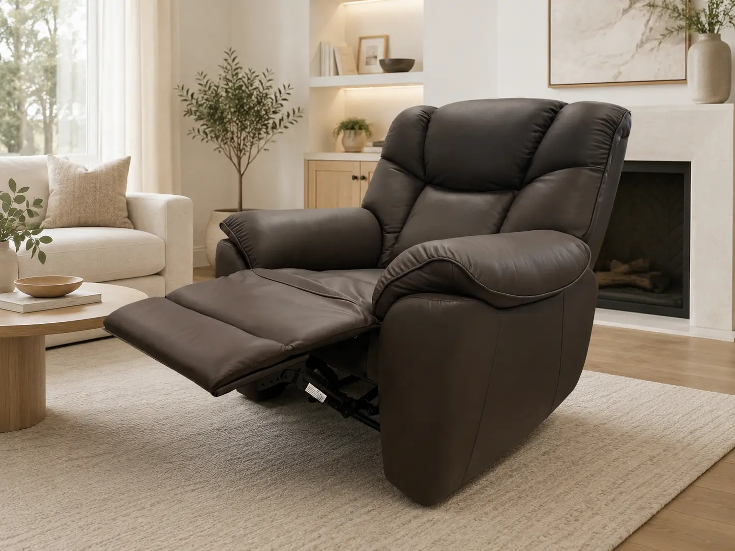 Odinis fotelis su reglaineriu COMFORT-103x90xH101 cm - ruda spalva-4
