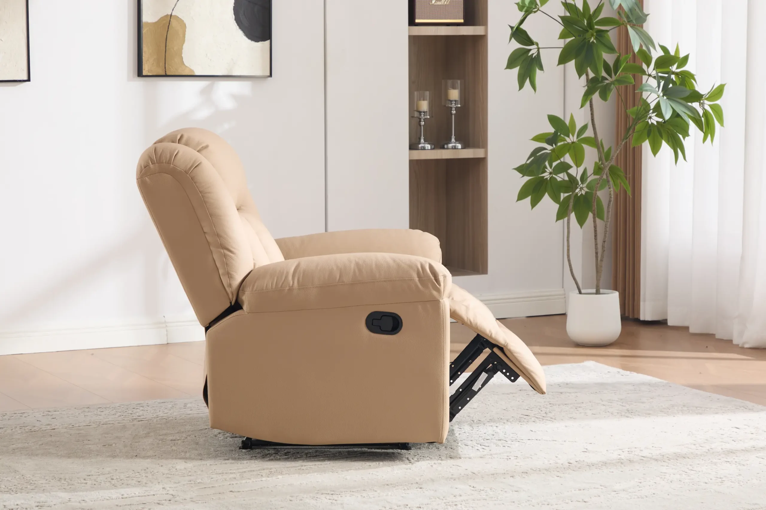 Odinis fotelis su reglaineriu DETROIT-BEIGE - 100x95xH104 cm-3