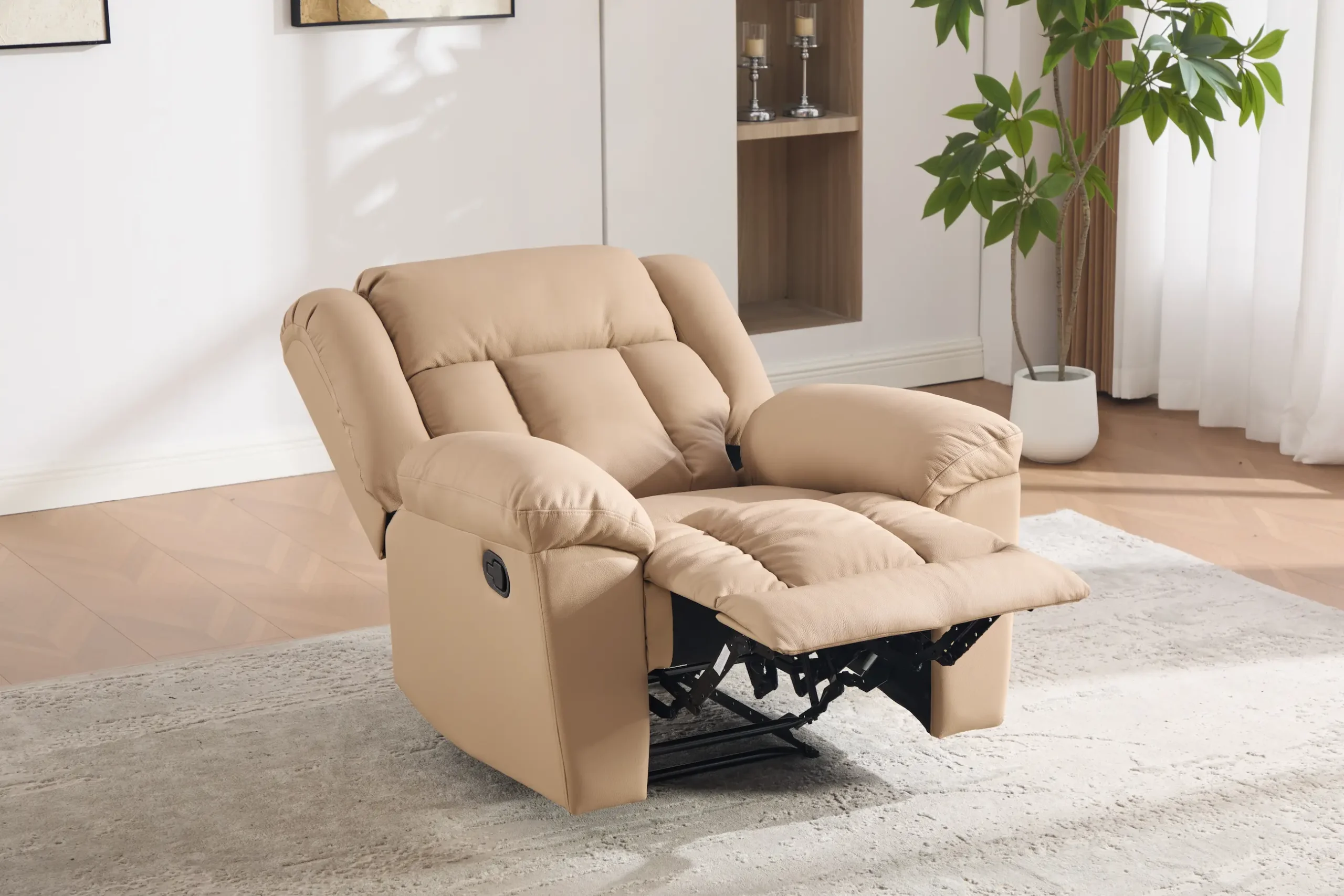 Odinis fotelis su reglaineriu DETROIT-BEIGE - 100x95xH104 cm-5