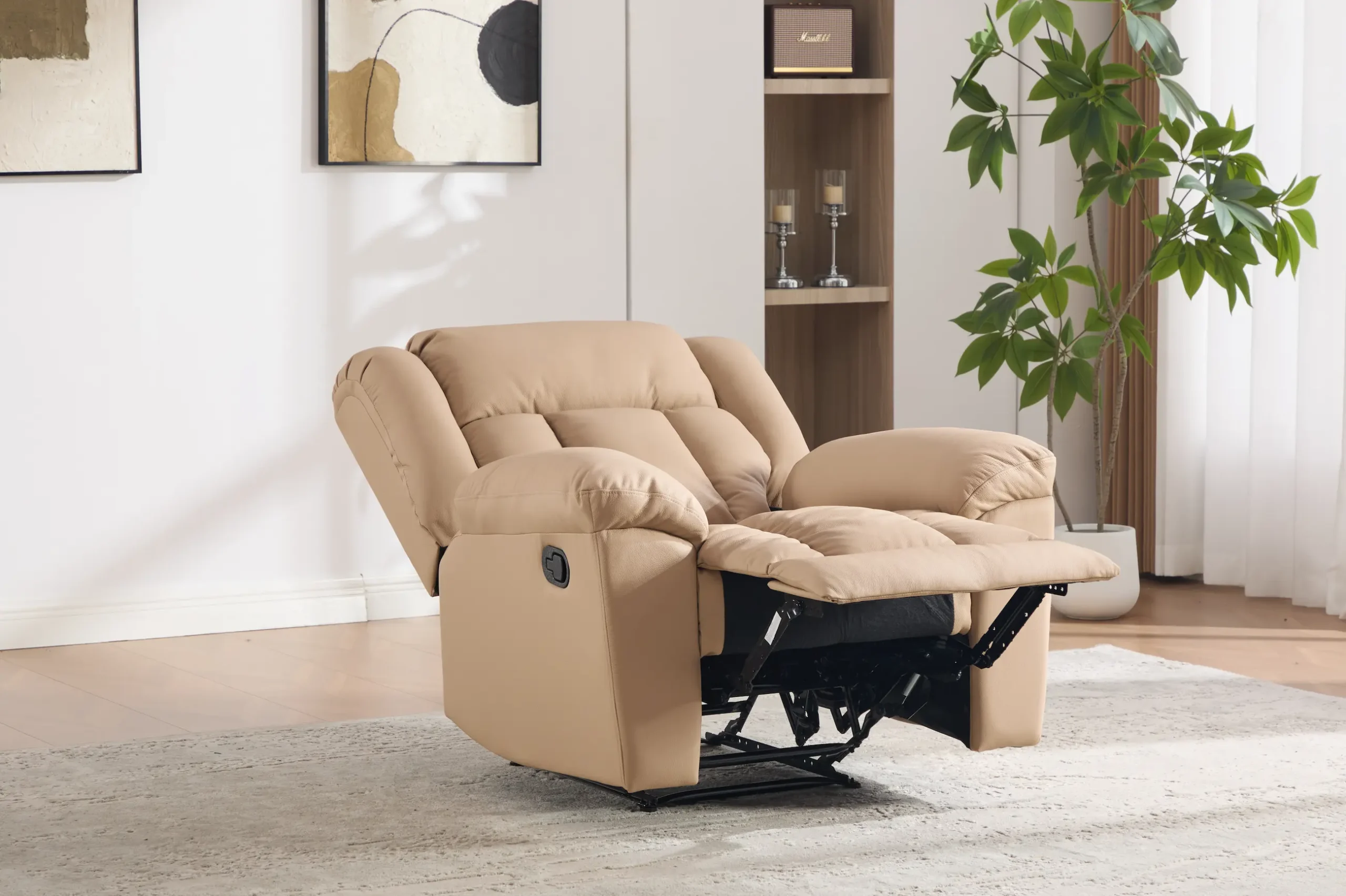 Odinis fotelis su reglaineriu DETROIT-BEIGE - 100x95xH104 cm-6