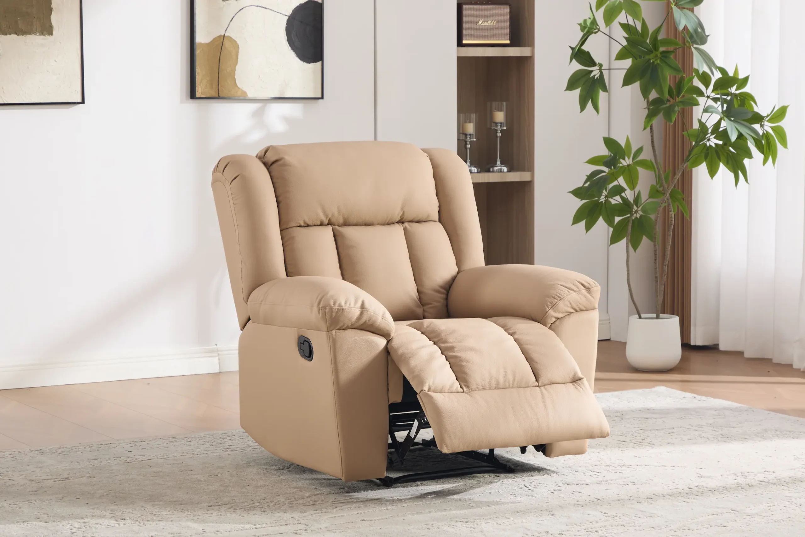 Odinis fotelis su reglaineriu DETROIT-BEIGE - 100x95xH104 cm-7