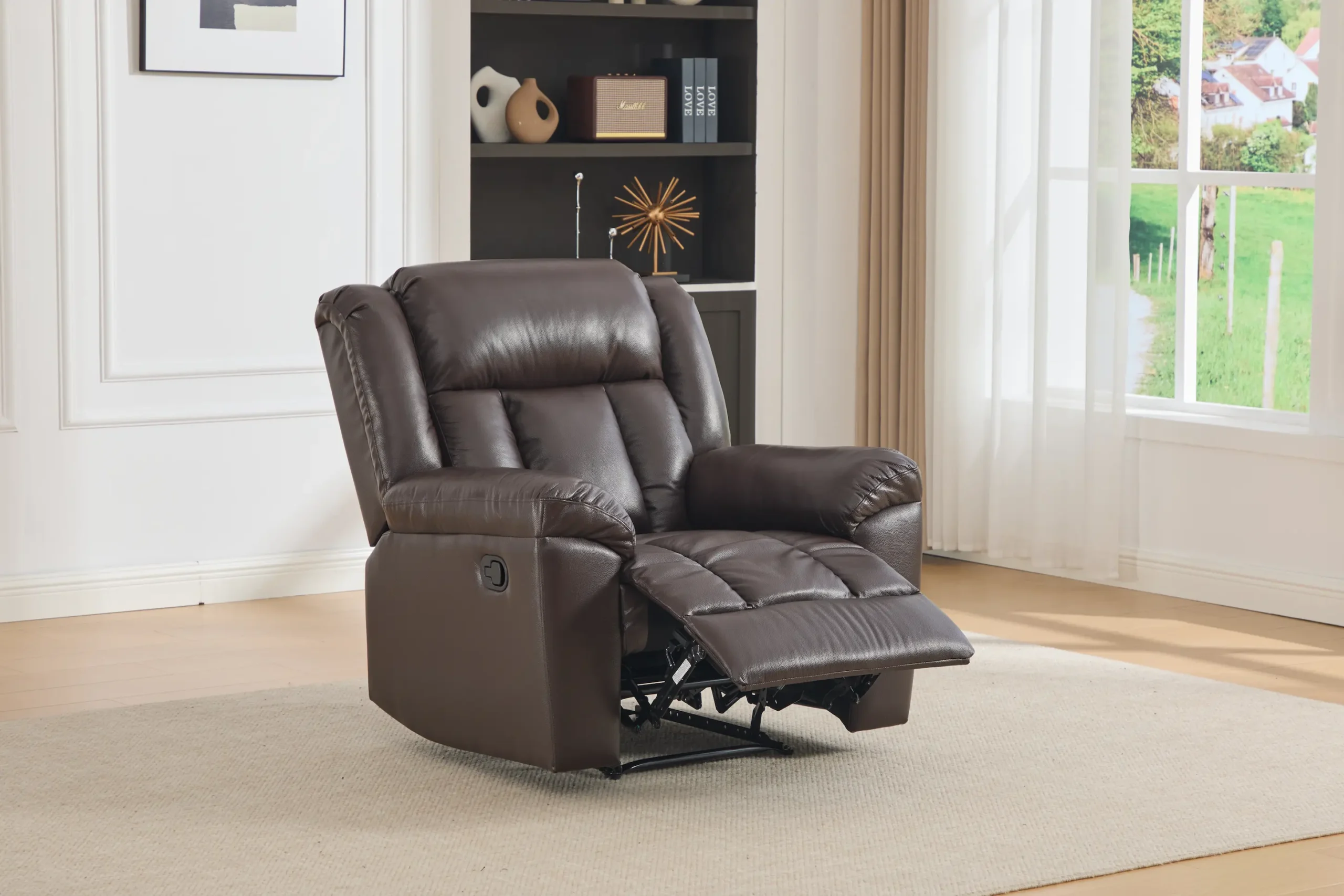 Odinis fotelis su reglaineriu DETROIT-BROWN - 100x95xH104 cm-5