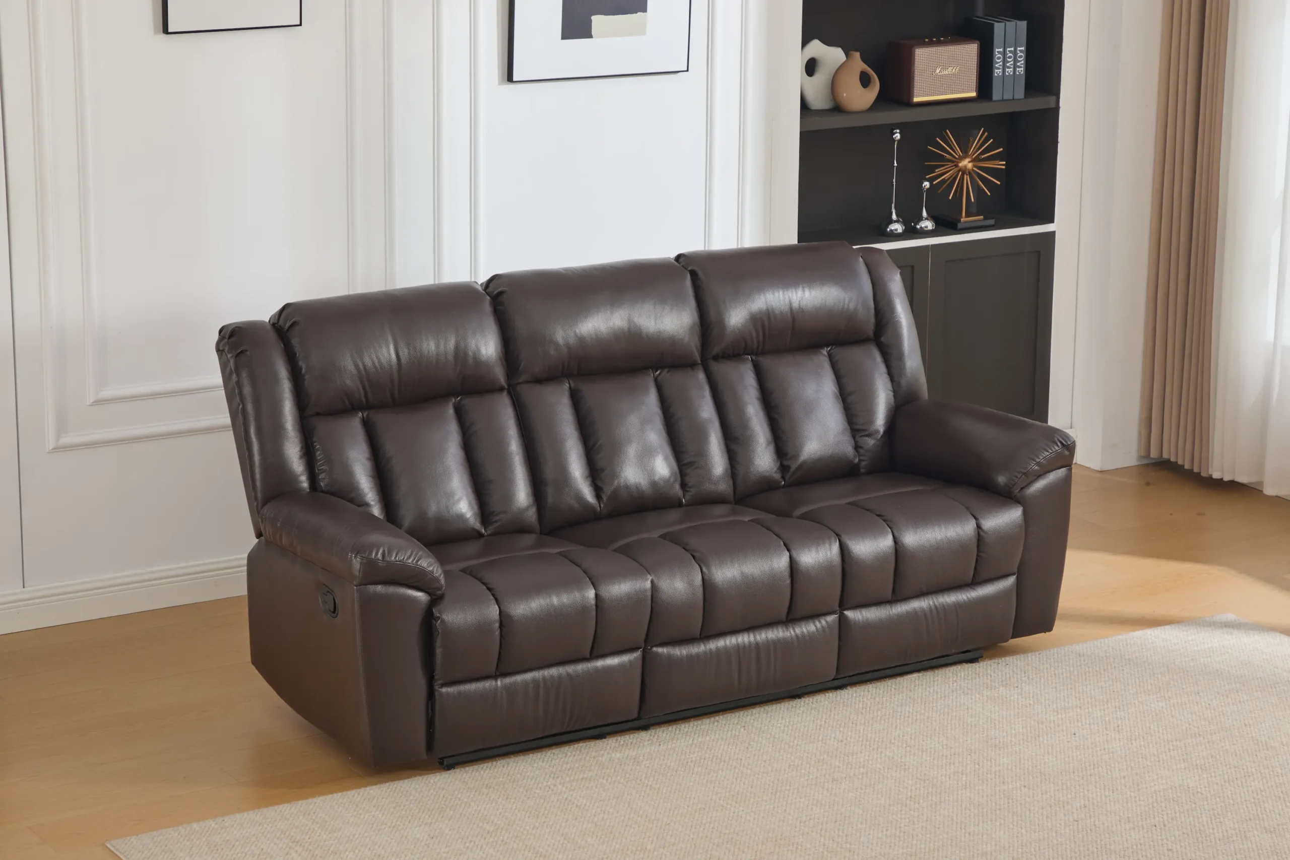 Trivietė odinė sofa su reglaineriais DETROIT - 215x95xH104 cm-4