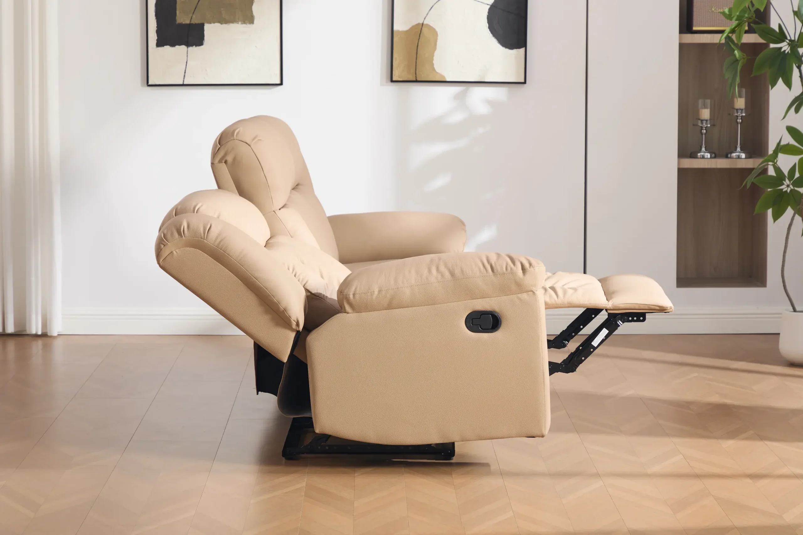 Trivietė odinė sofa su reglaineriais DETROIT-BEIGE – 215x95xH104 cm-1