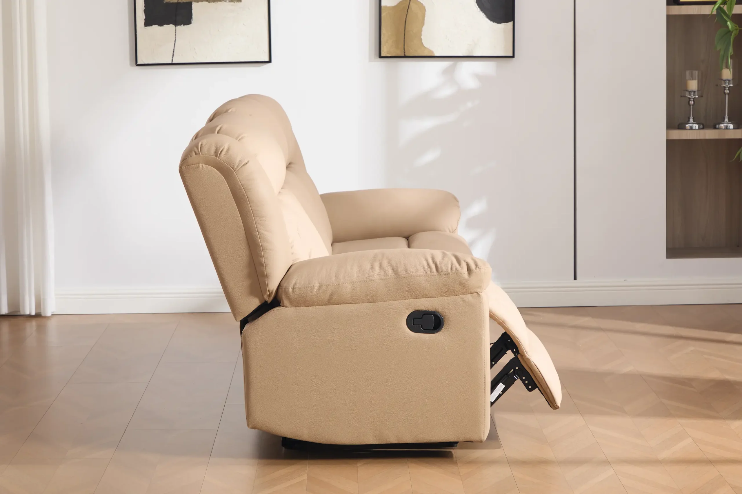 Trivietė odinė sofa su reglaineriais DETROIT-BEIGE – 215x95xH104 cm-2