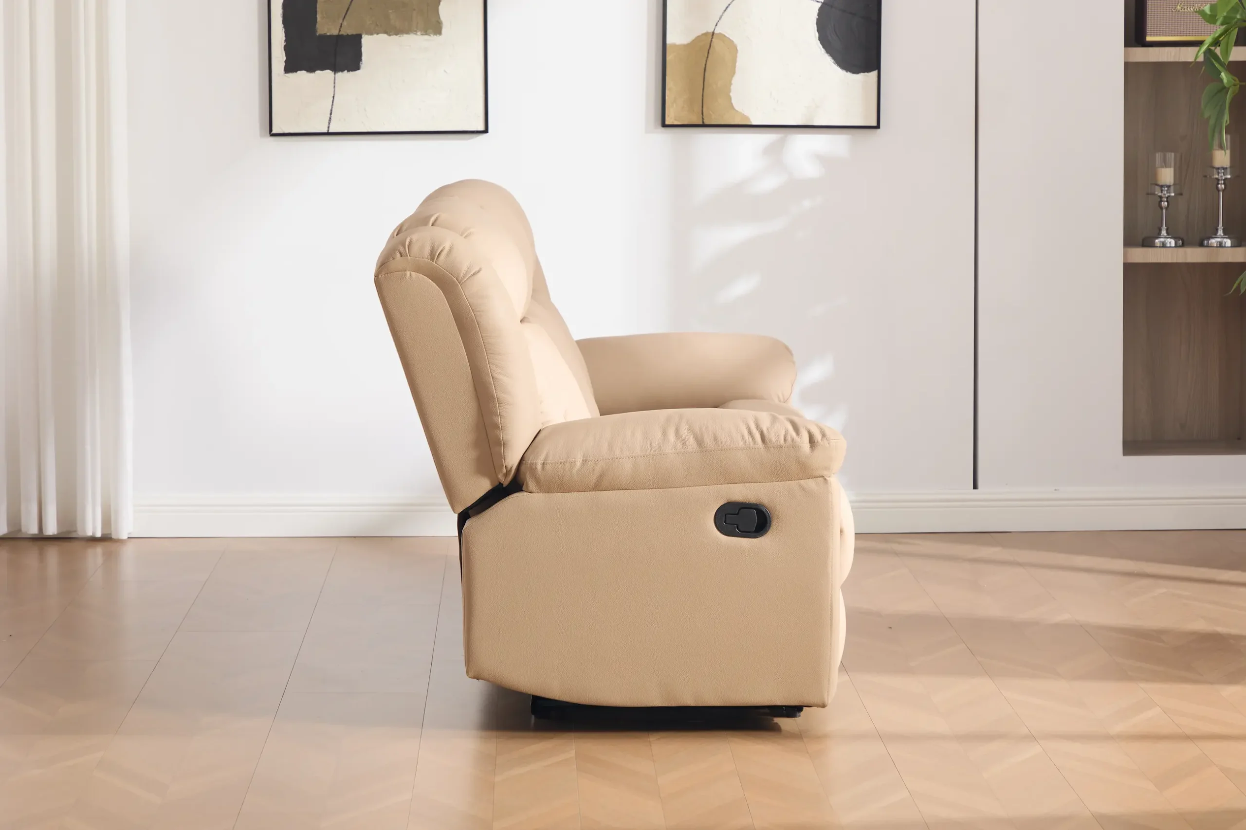 Trivietė odinė sofa su reglaineriais DETROIT-BEIGE – 215x95xH104 cm-3