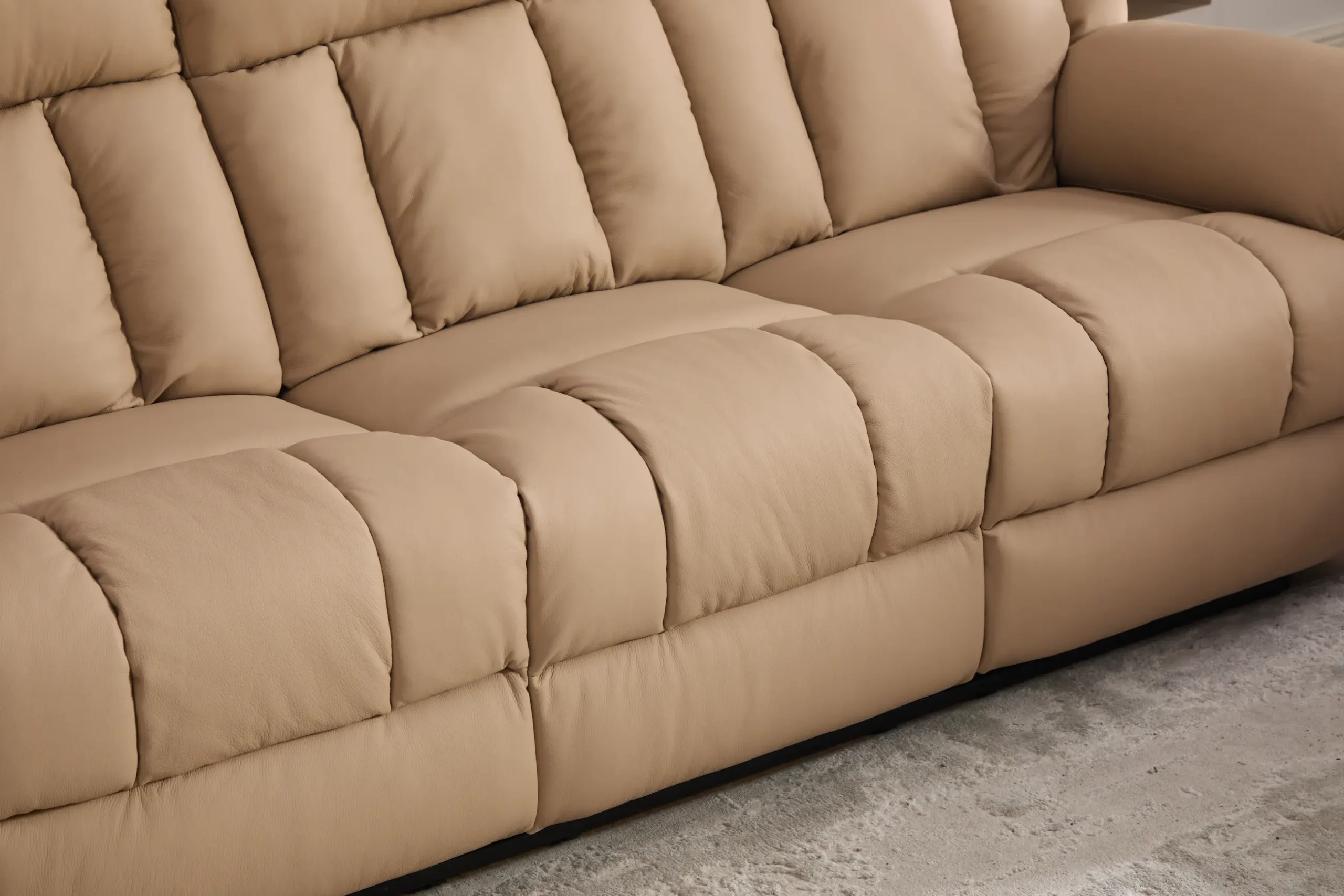 Trivietė odinė sofa su reglaineriais DETROIT-BEIGE – 215x95xH104 cm-9