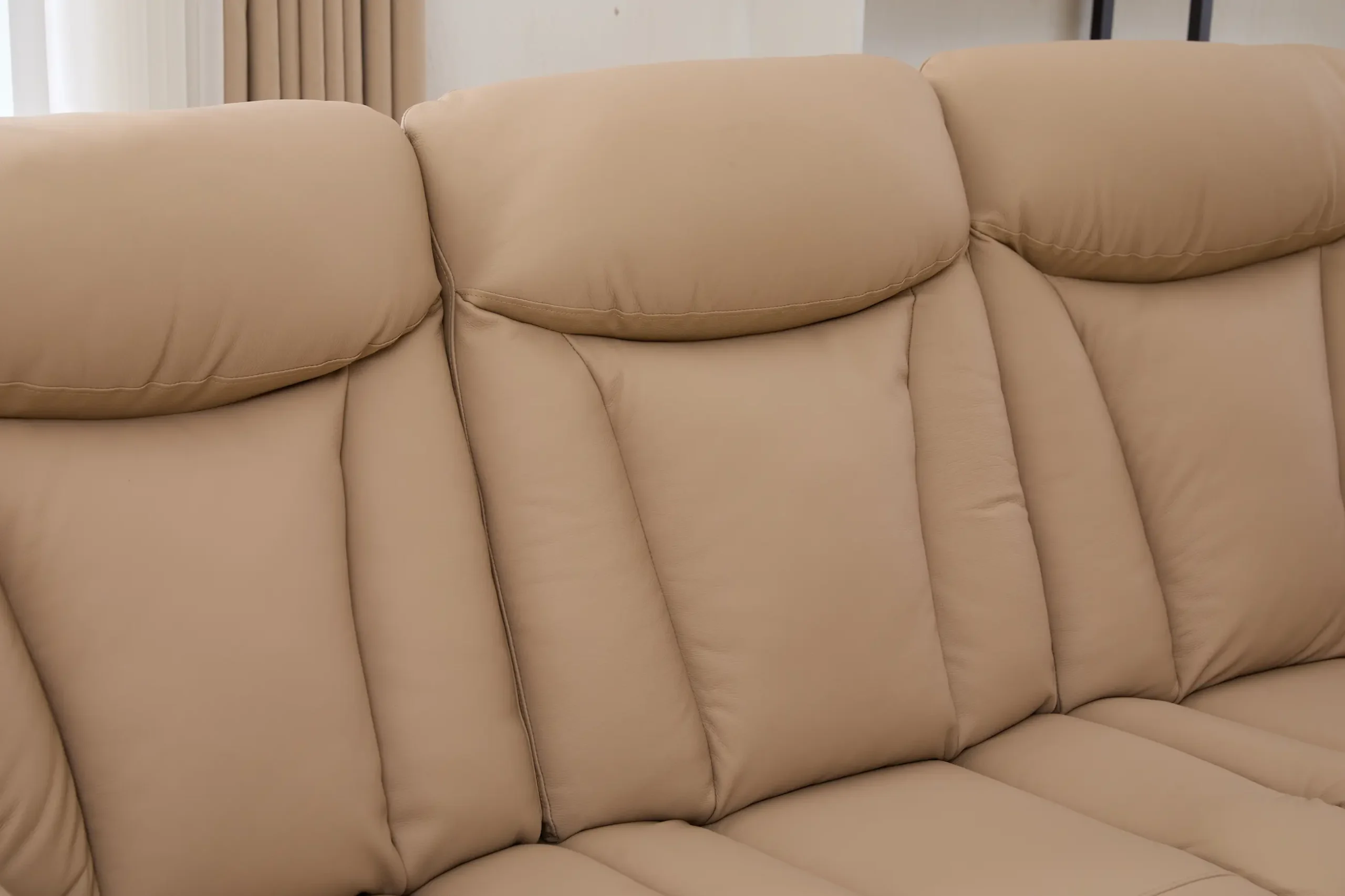 Trivietė odinė sofa su reglaineriais YORK-BEIGE – 225x96xH106 cm-11