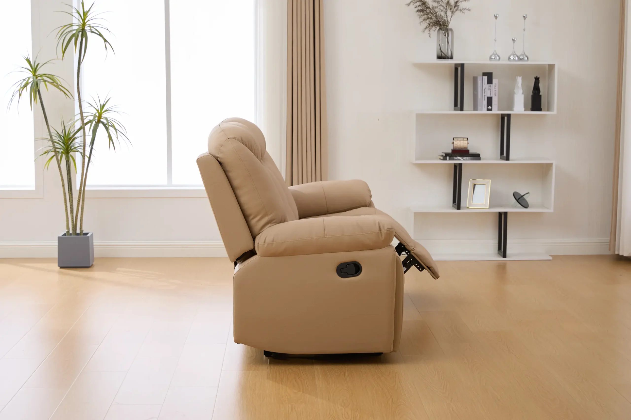 Trivietė odinė sofa su reglaineriais YORK-BEIGE – 225x96xH106 cm-3