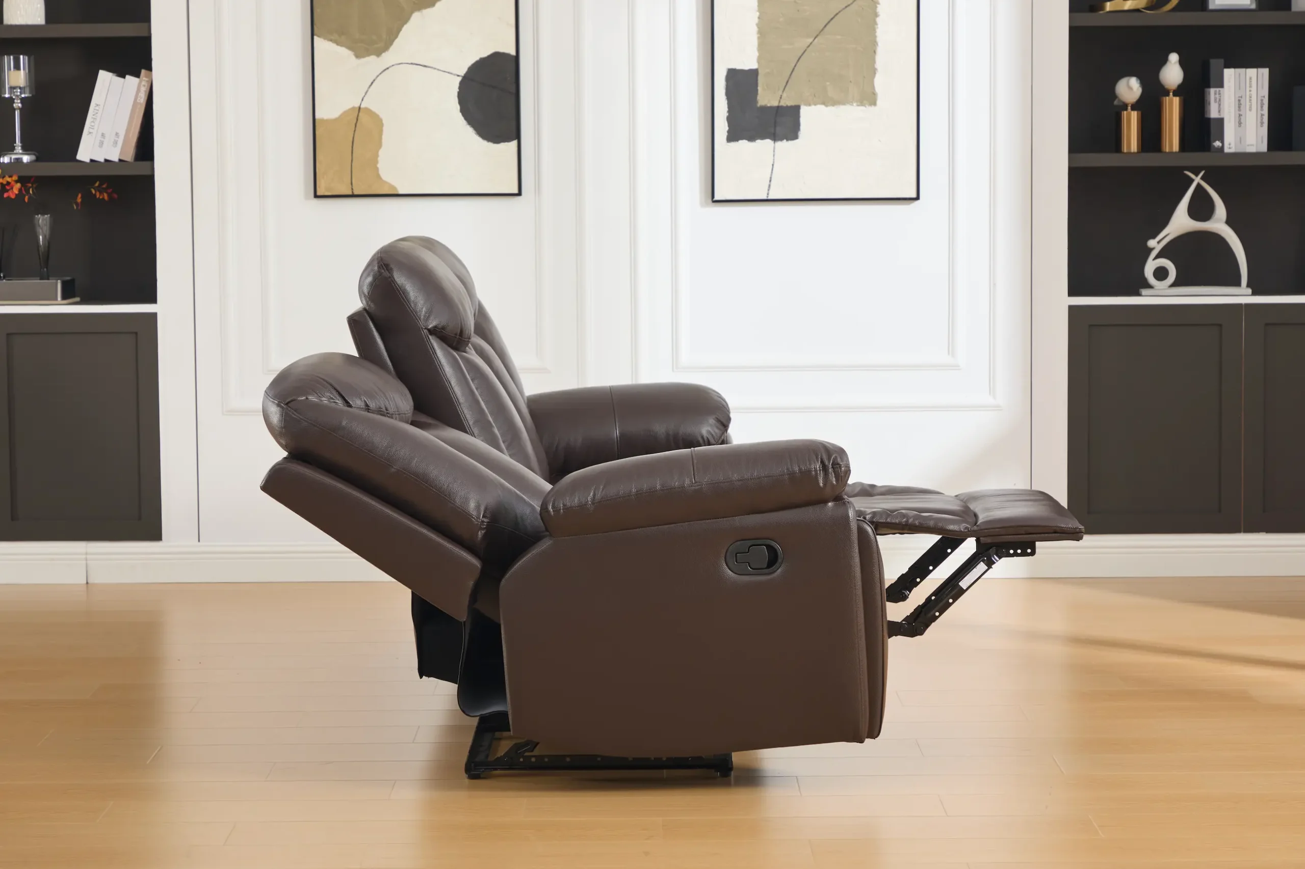 Trivietė odinė sofa su reglaineriais YORK-BROWN – 225x96xH106 cm-1
