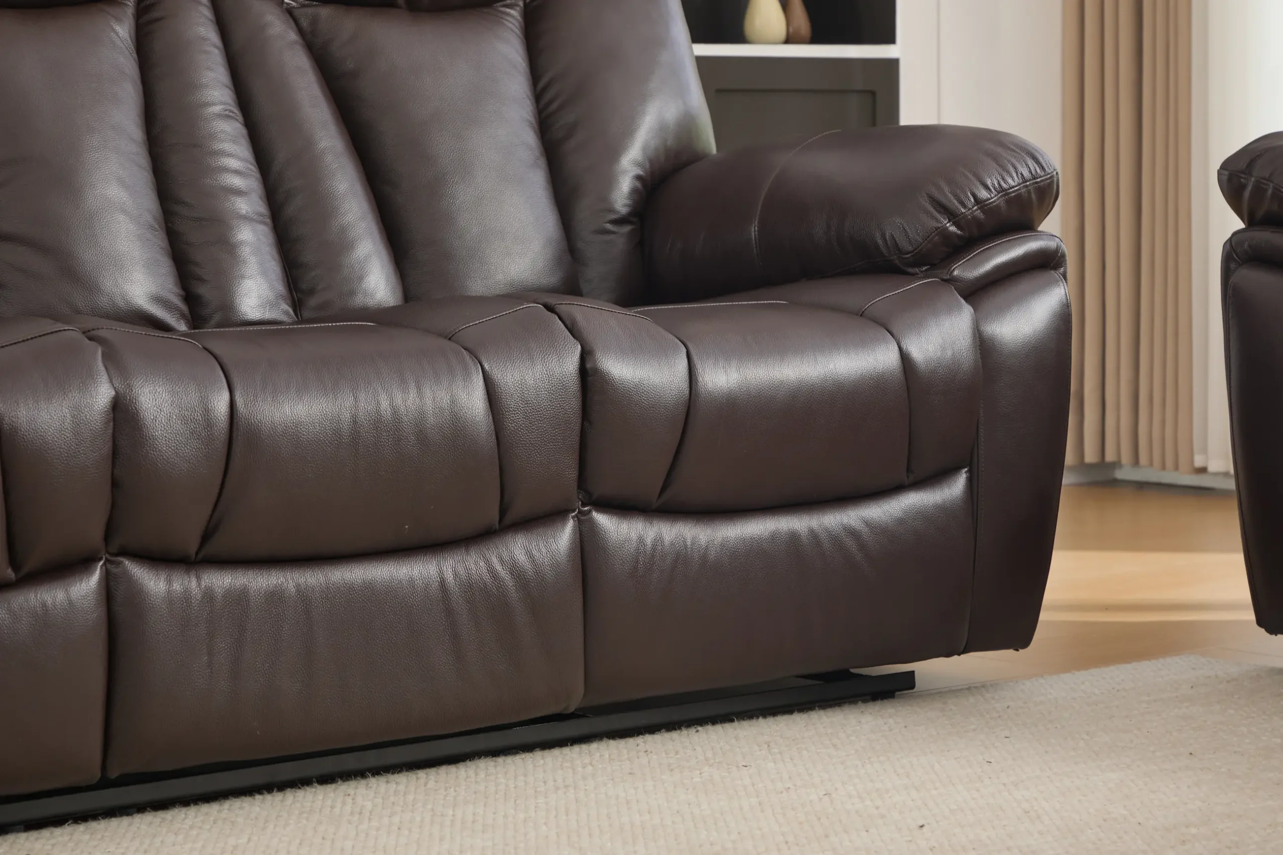 Trivietė odinė sofa su reglaineriais YORK-BROWN – 225x96xH106 cm-11