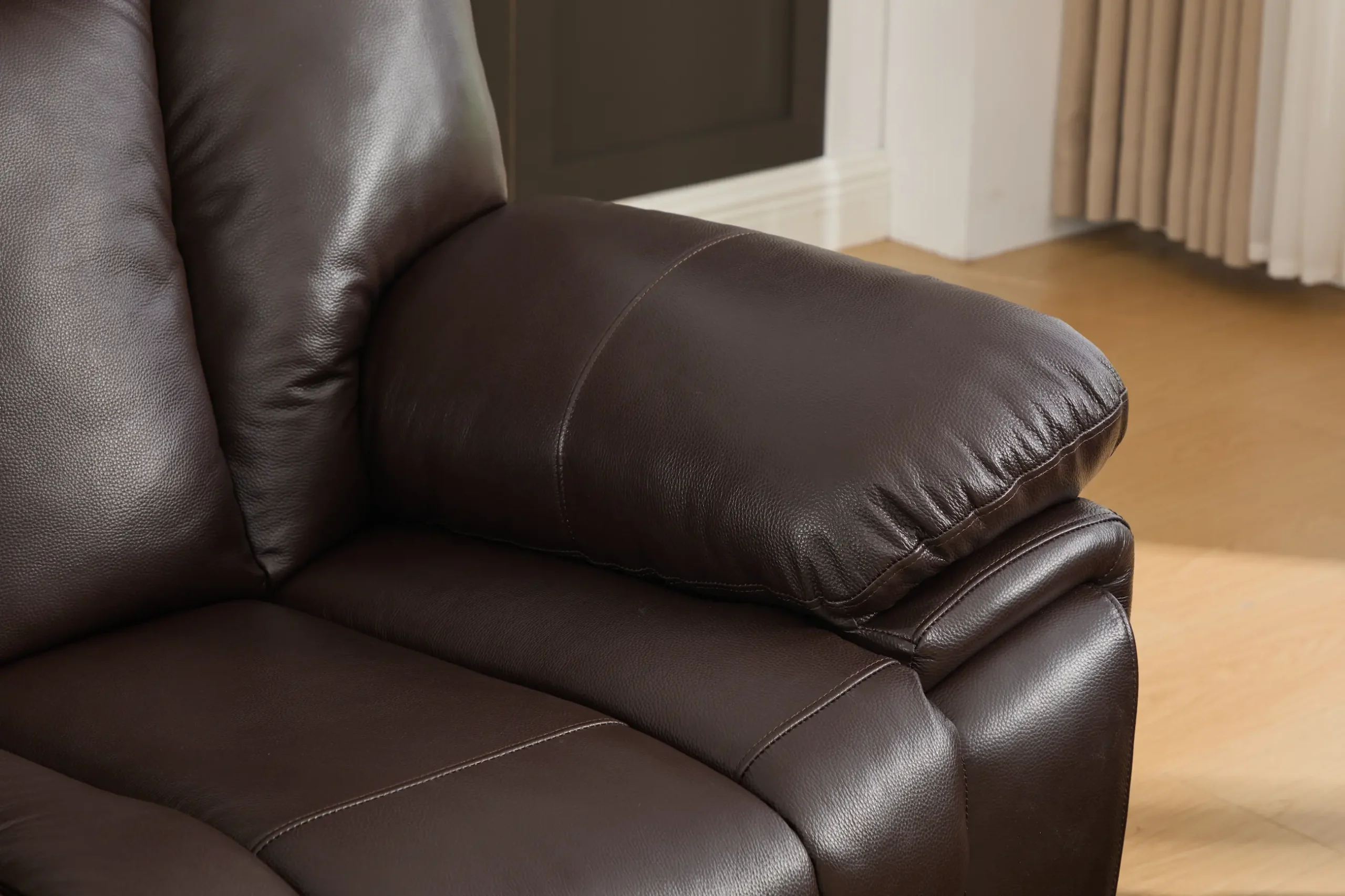 Trivietė odinė sofa su reglaineriais YORK-BROWN – 225x96xH106 cm-12