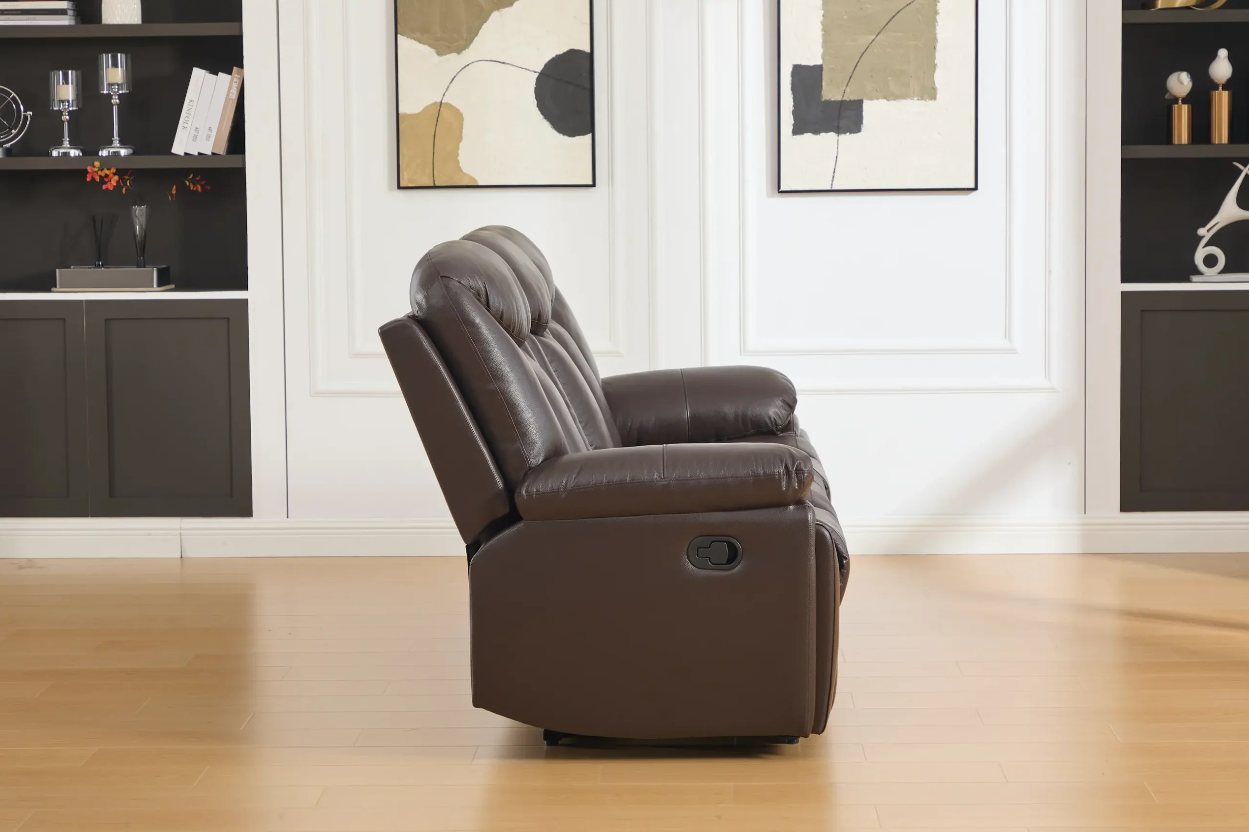 Trivietė odinė sofa su reglaineriais YORK-BROWN – 225x96xH106 cm-3