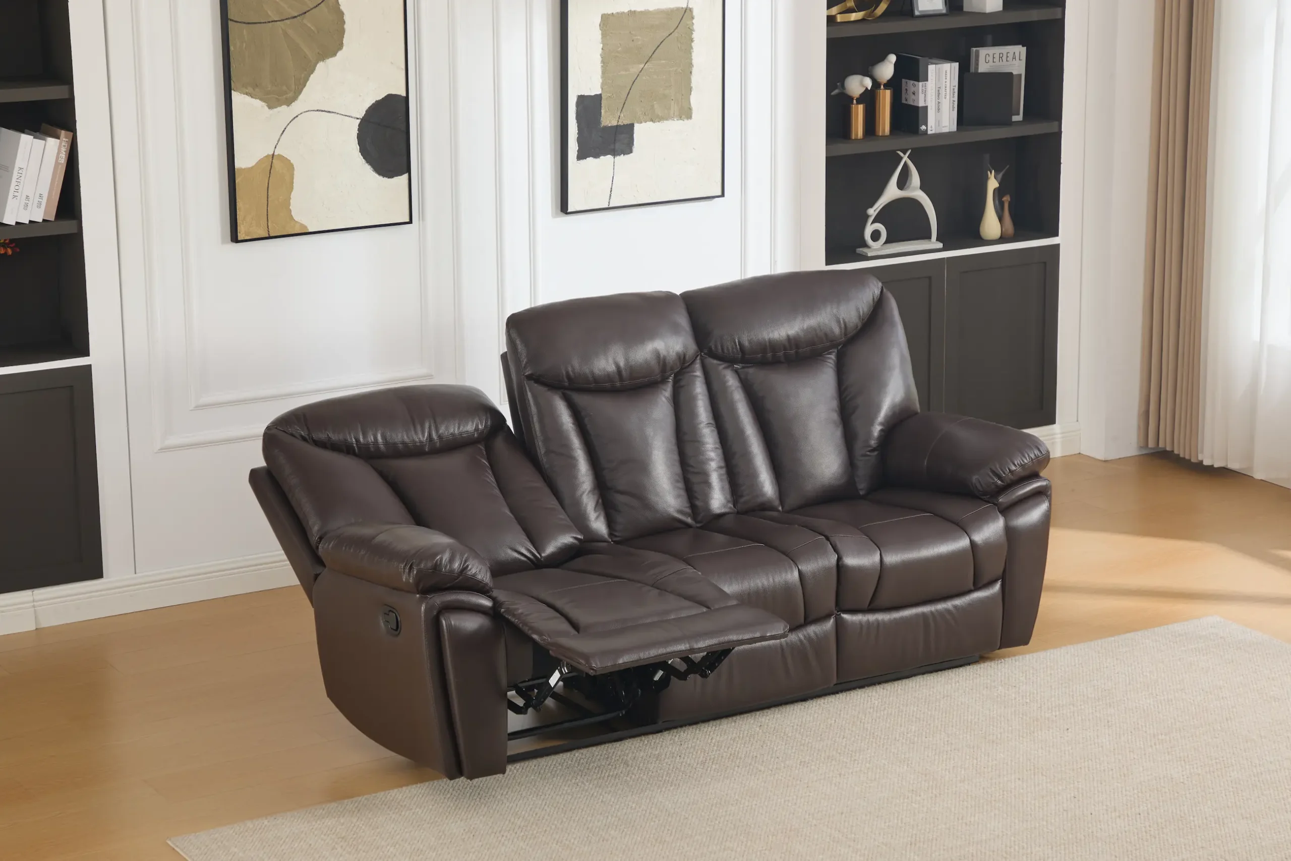 Trivietė odinė sofa su reglaineriais YORK-BROWN – 225x96xH106 cm-6
