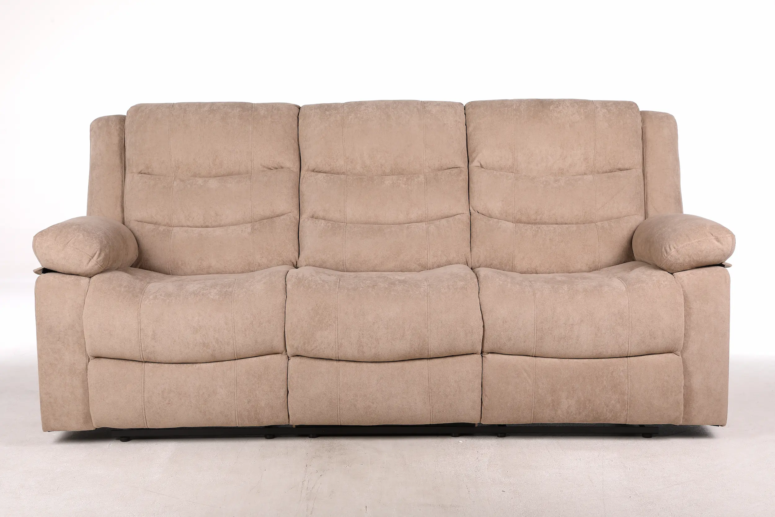 Trivietė sofa su reglaineriais RAMZI – šviesiai ruda spalva – 208x97xH102 cm-1