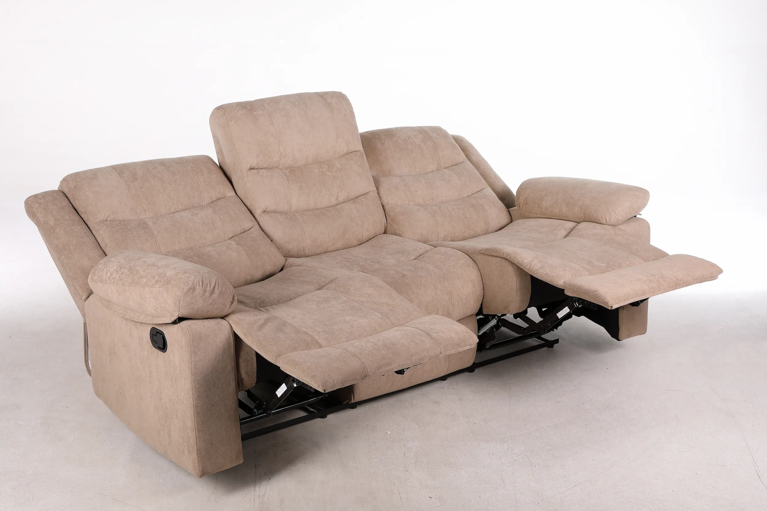 Trivietė sofa su reglaineriais RAMZI – šviesiai ruda spalva – 208x97xH102 cm-10