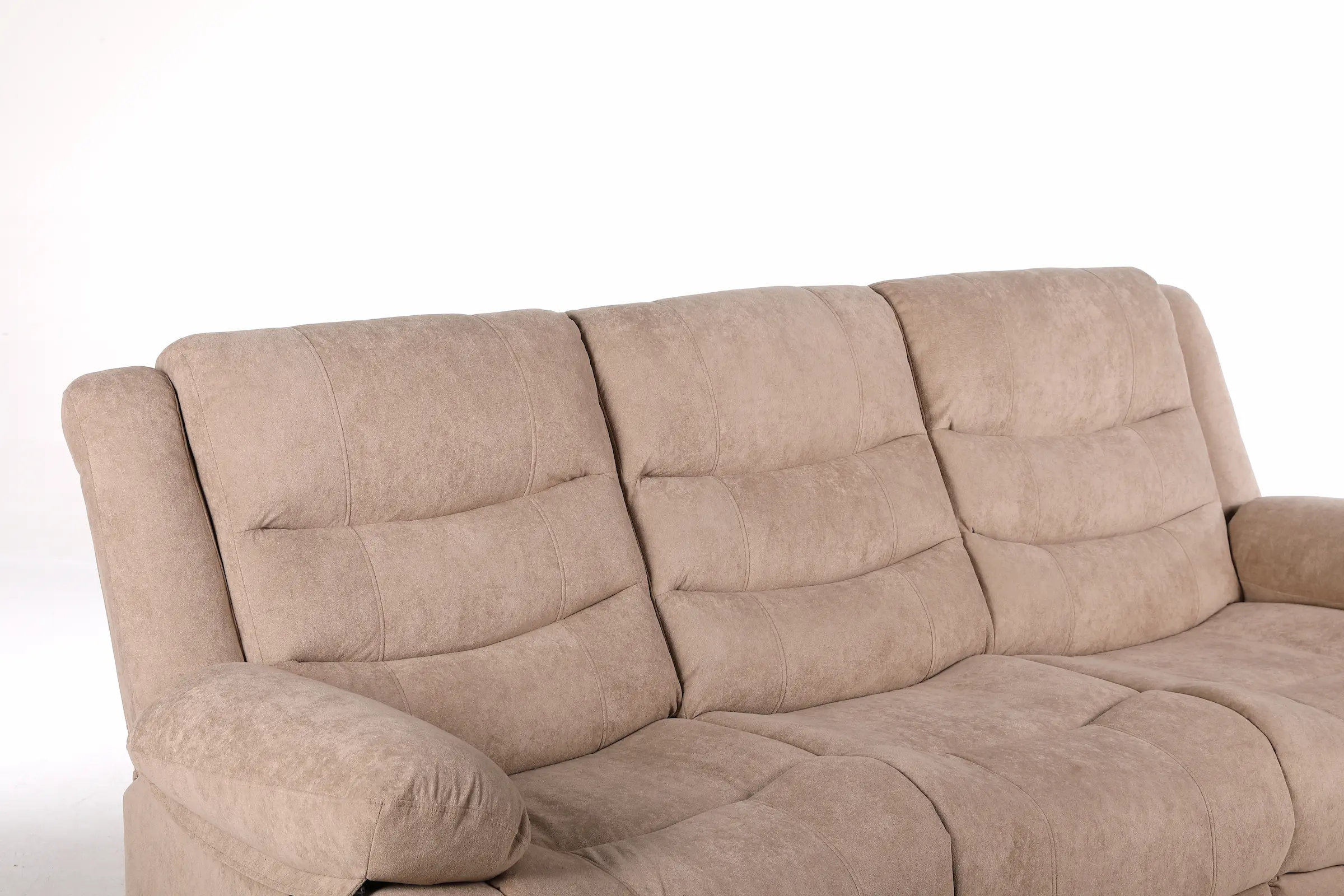 Trivietė sofa su reglaineriais RAMZI – šviesiai ruda spalva – 208x97xH102 cm-3