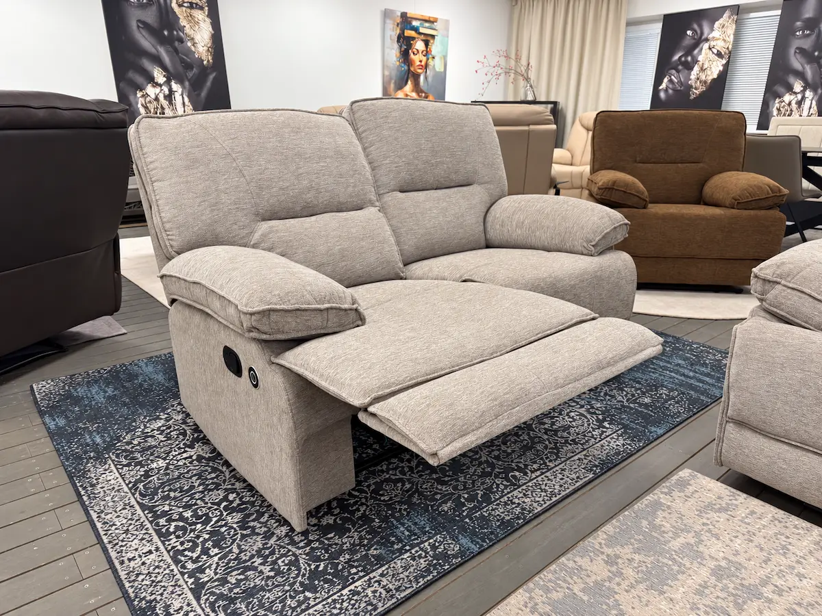 Dvivietė sofa su dviem reglaineriais NEVADA – 160x93xH101 cm – pilkšva spalva-4