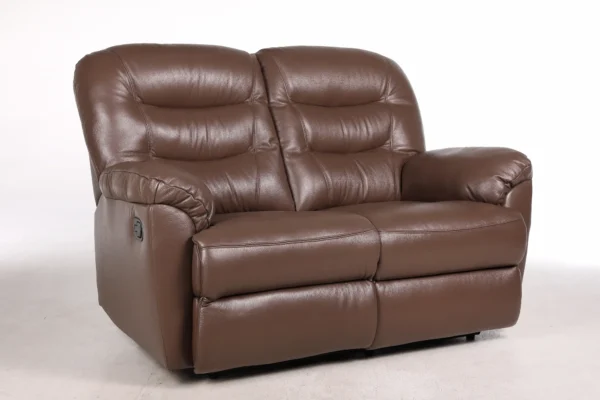 Odinė dvivietė sofa su dviem reglaineriais WINDSOR-148x98xH102 cm-ruda spalva