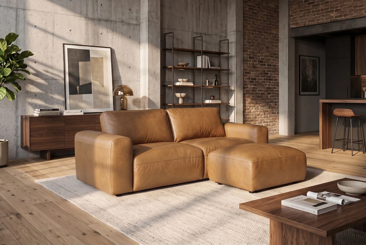 Odinė sofa MONROE – 207x110xH85 cm – rudos spalvos natūrali oda-2
