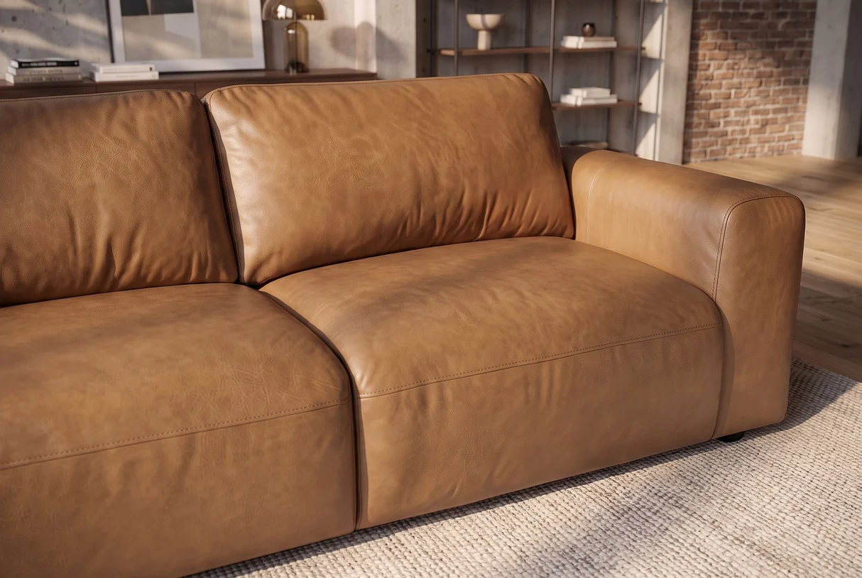 Odinė sofa MONROE – 207x110xH85 cm – rudos spalvos natūrali oda-6