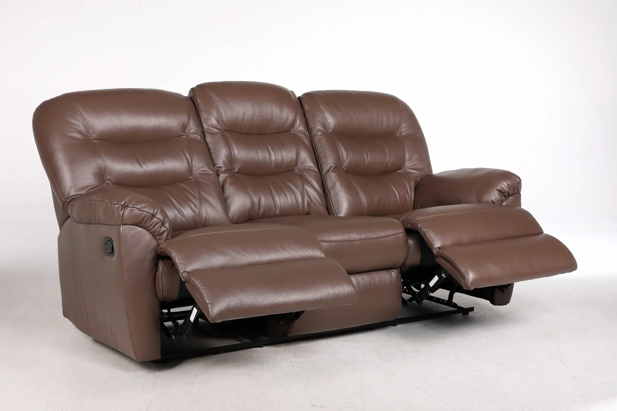 Odinė trivietė sofa su dviem reglaineriais WINDSOR-205x98xH102 cm-ruda spalva-7