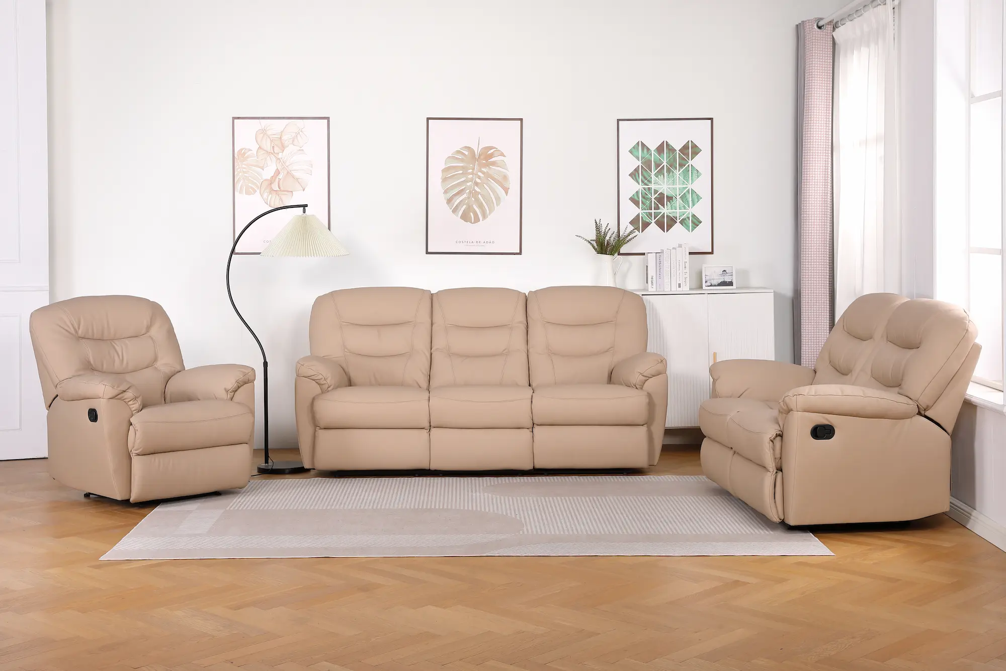 Odinė trivietė sofa su dviem reglaineriais WINDSOR-205x98xH102 cm – cappucchino spalva-4