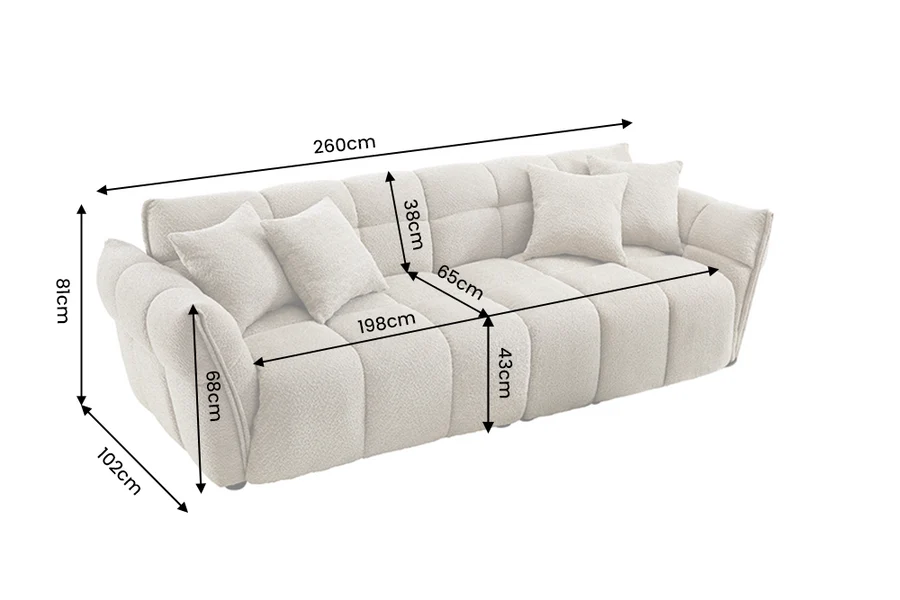 Sofa CLOUDY – 260x102xH81 cm – pilkšva spalva-6