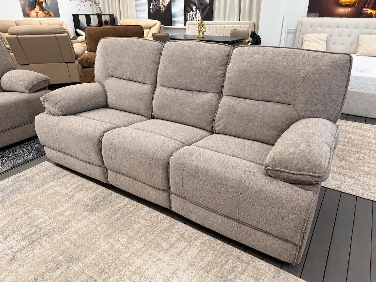 Trivietė sofa su dviem reglaineriais NEVADA – 220x93xH101 cm – pilkšva spalva-6