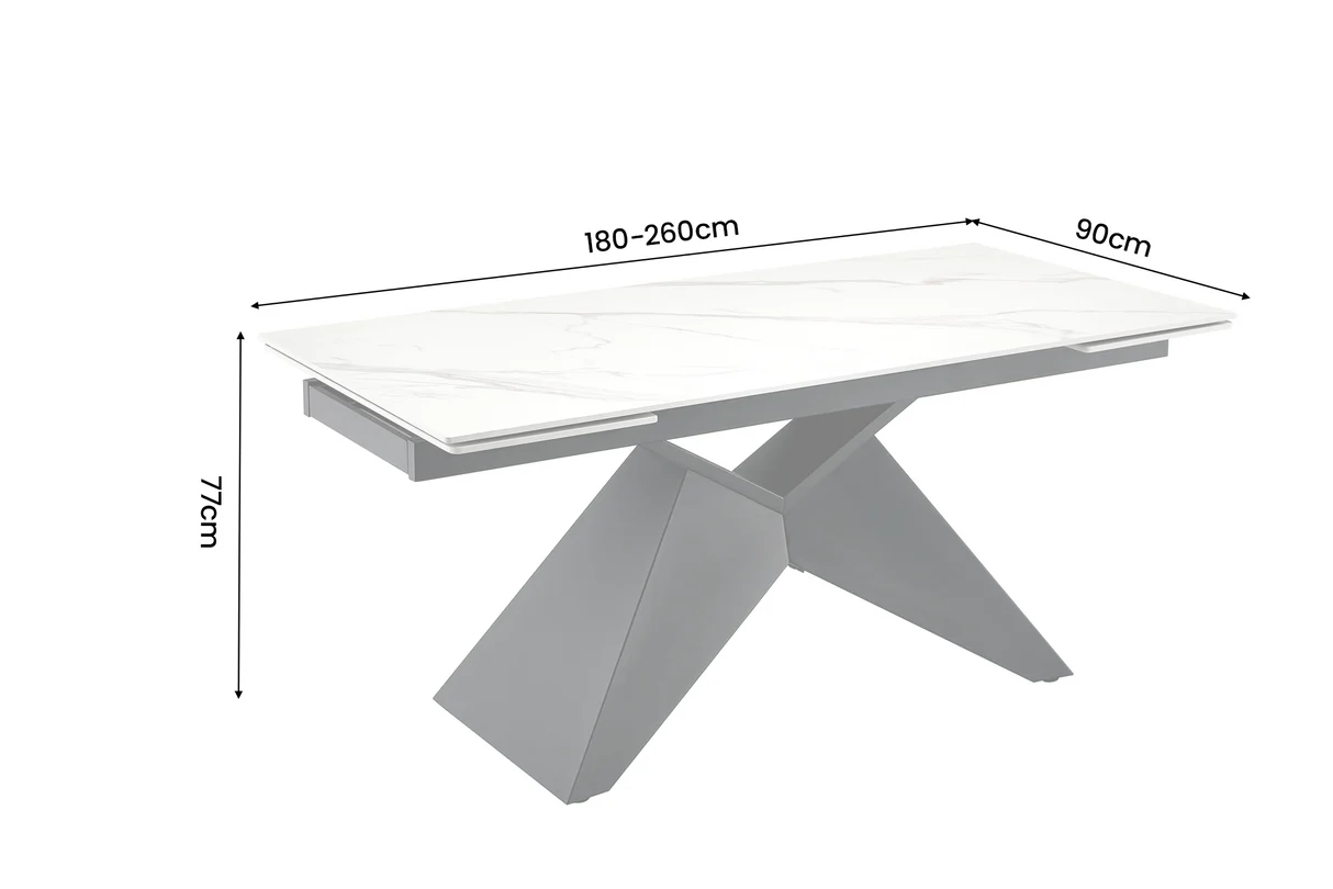 Valgomojo stalas DIAMOND-WHITE 180 (220-260)x90xH77 cm-7