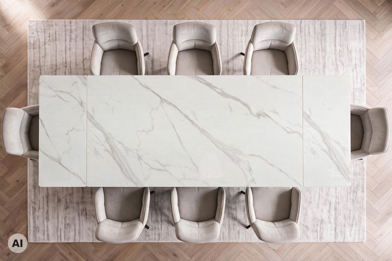 Valgomojo stalas DIAMOND-WHITE 180 (220-260)x90xH77 cm-9